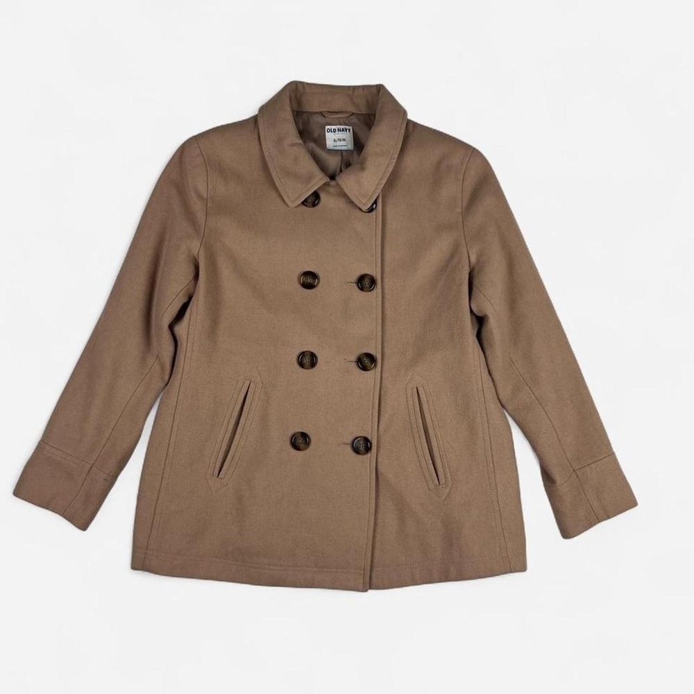 Old Navy Tan double-breasted pea coat size XL wool-blend